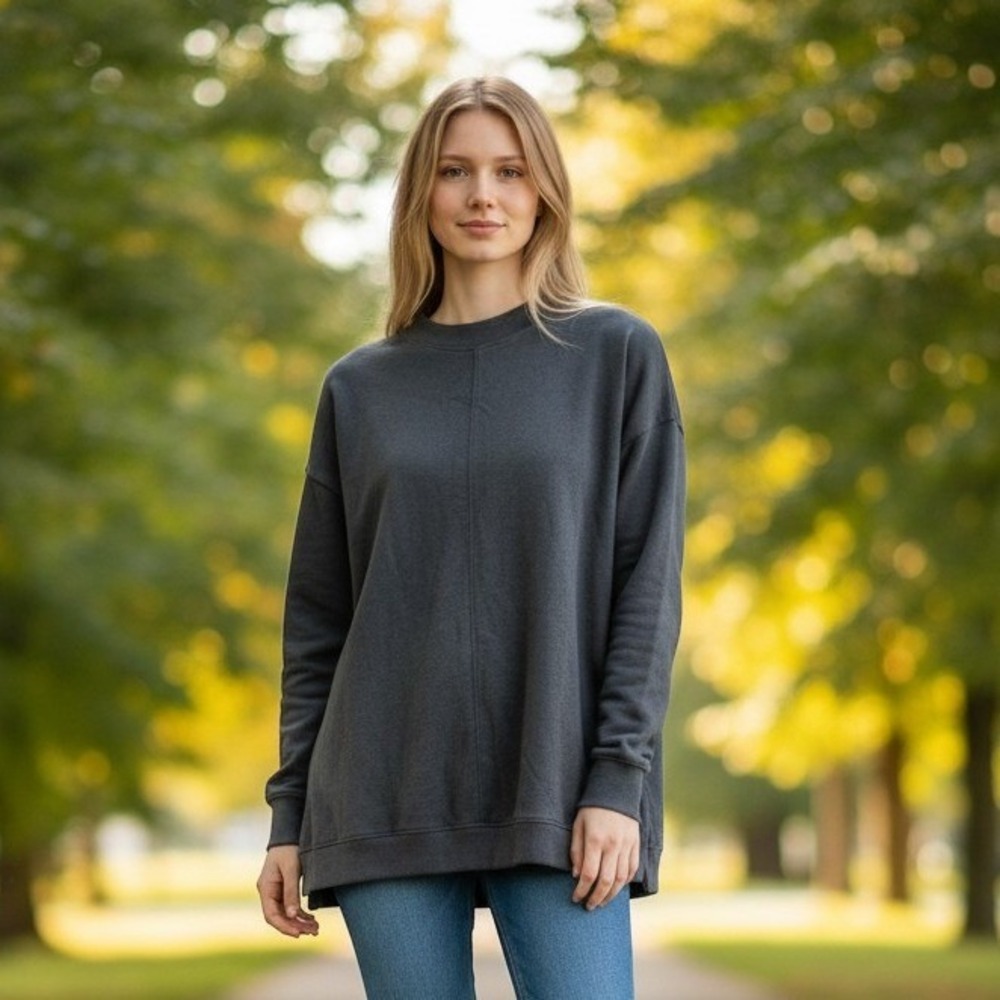 Pact Airplane Organic Cotton Long Sleeve Poncho Womens XS/S Charcoal Grey NWT